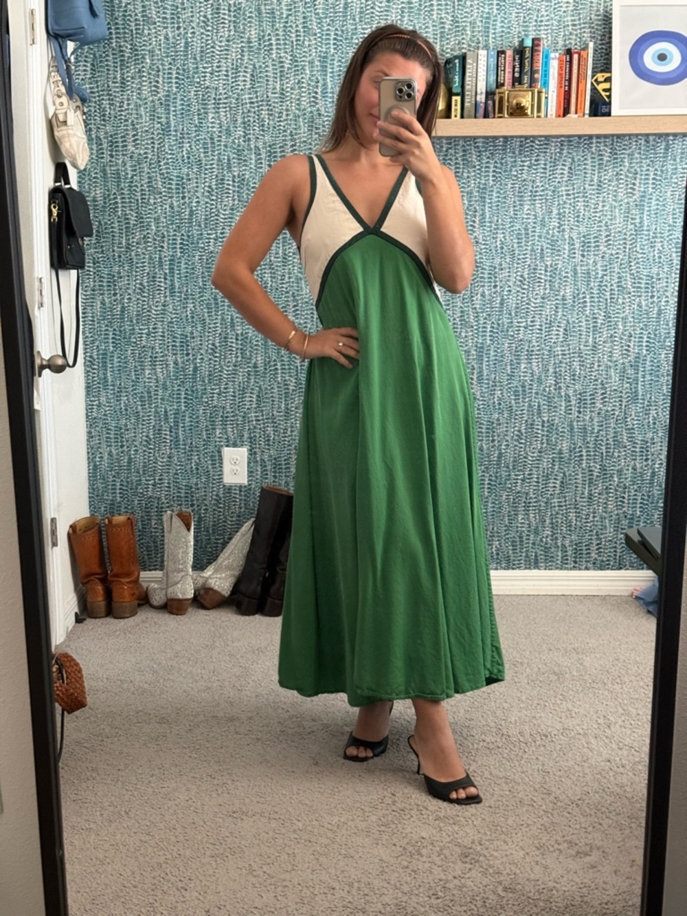 Sancia Naomi Colorblock Maxi Dress in Green